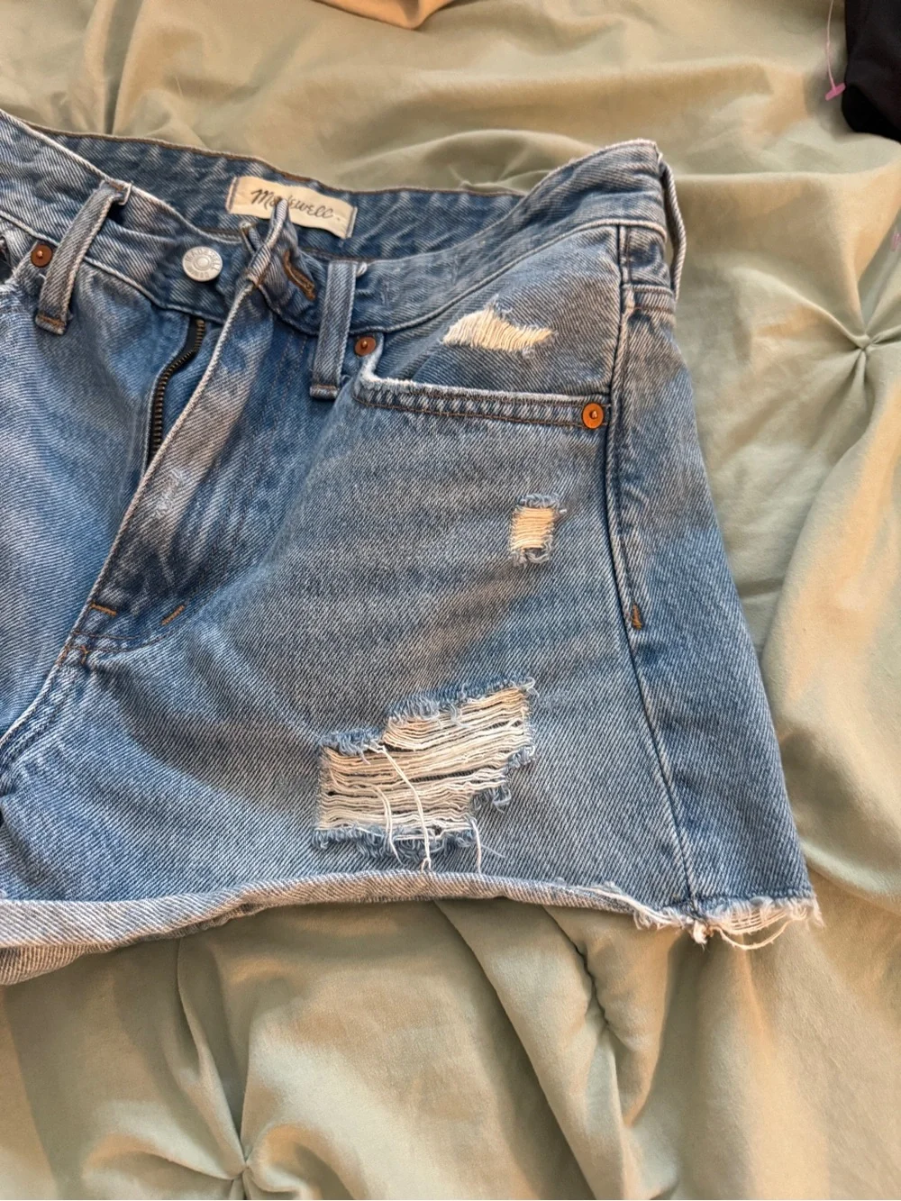 Madewell Light Blue Distressed Denim Cutoff Shorts